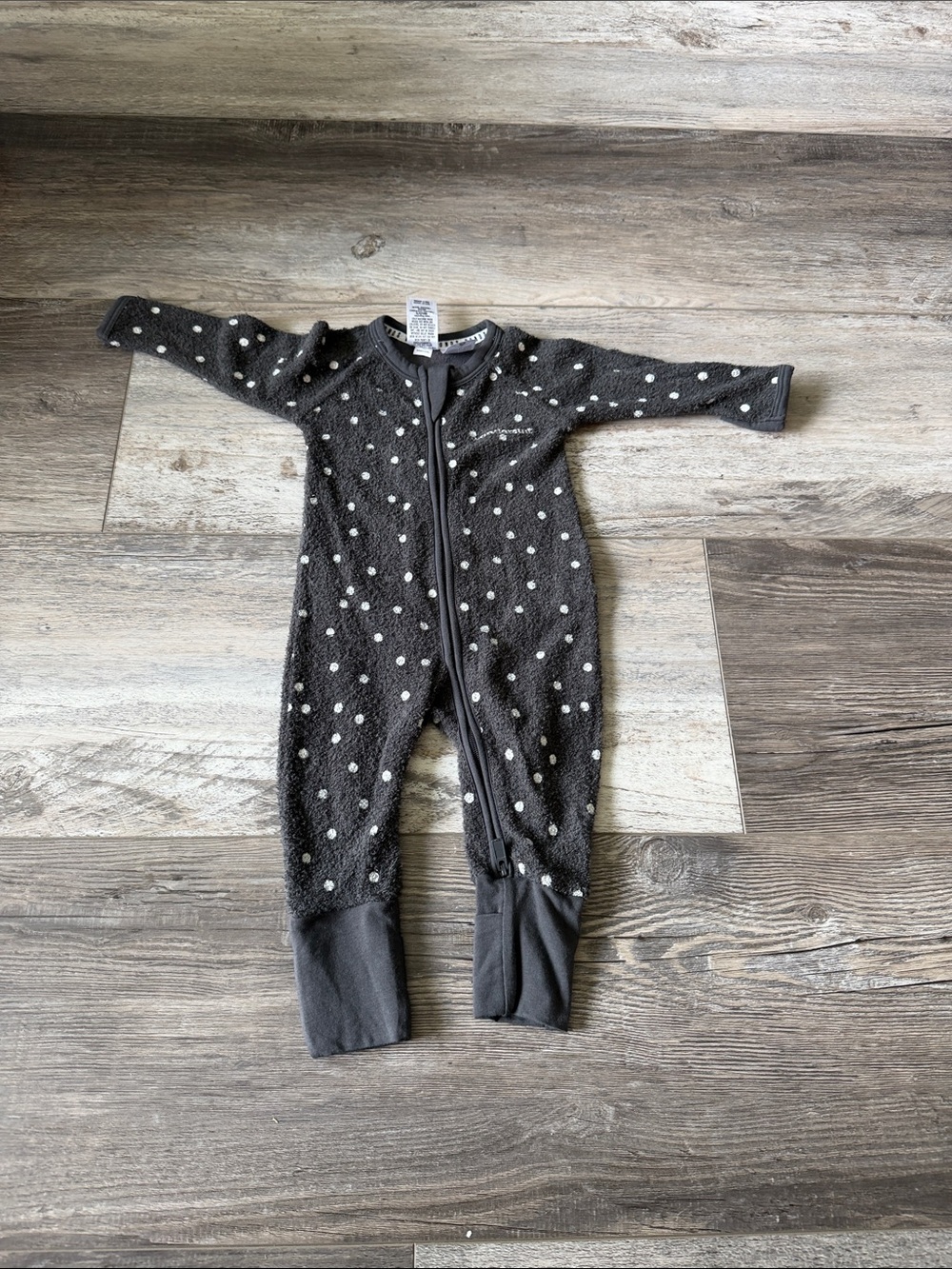 Bonds Terry Cloth Cozy Gray Polka Dot One-Piece Pajamas